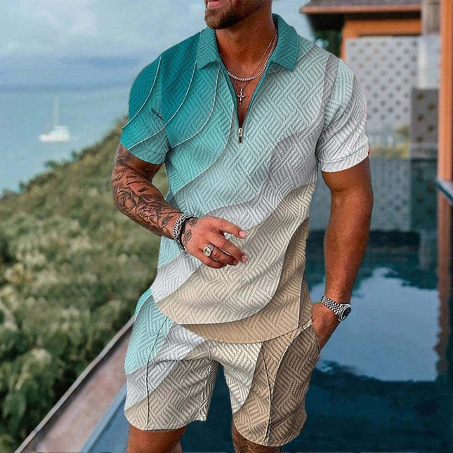 Lapel short-sleeve casual men's pullover