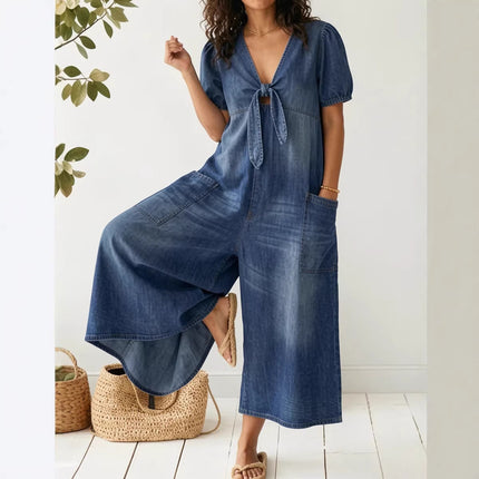 Womens Denim V-Neck Casual Dress