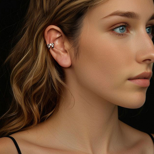 Bowknot Moissanite Silver Ear Cuff