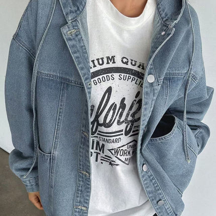 Retro Hooded Denim Jacket for Women