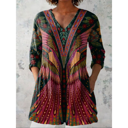 Printed round-neck short-sleeved shirt