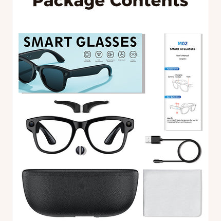 Smart glasses with a charging case