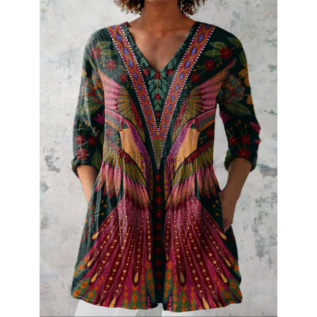 Printed round-neck short-sleeved shirt