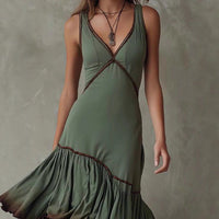 Bohemian Tie-Dye Ruffle Midi Skirt For Cross-Border Independent Sites In Europe And The US