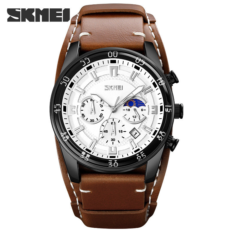 Mens Calendar Leather Strap Watch