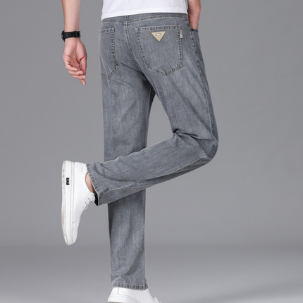 Men's Ice Silk Stretch Jeans High Waist Loose Fit