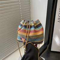 حقيبة شاطئ، حقيبة بسلسلة، حقيبة كتف وحقيبة كروس نسائية، حقيبة دلو مرصعة بالألماس