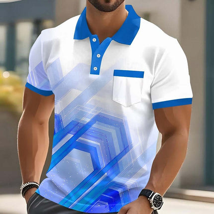Geometric Print Mens Short Sleeve Polo Shirt