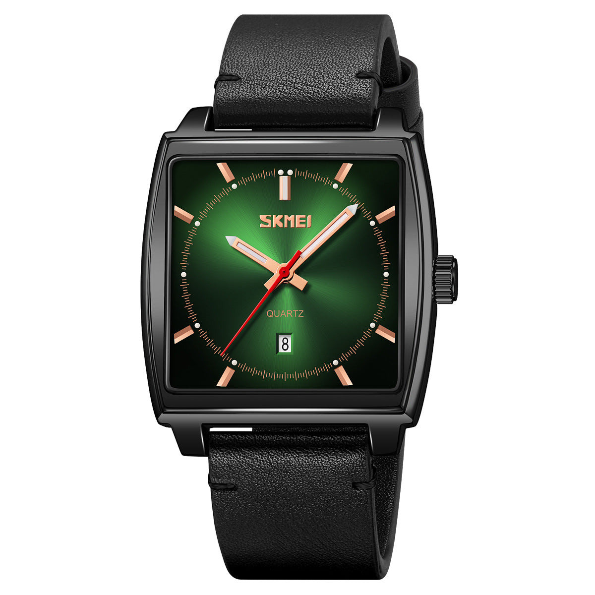 Men's Luminous Water Resistant Leather Strap Quartz Watch
