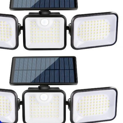 Solar Powered 180 LED Three Head Rotatable Wall Lamp