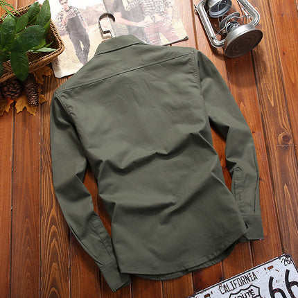 Military Style Long Sleeve Cotton Shirt
