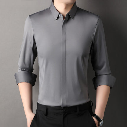 Men's long-sleeved seamless business shirt