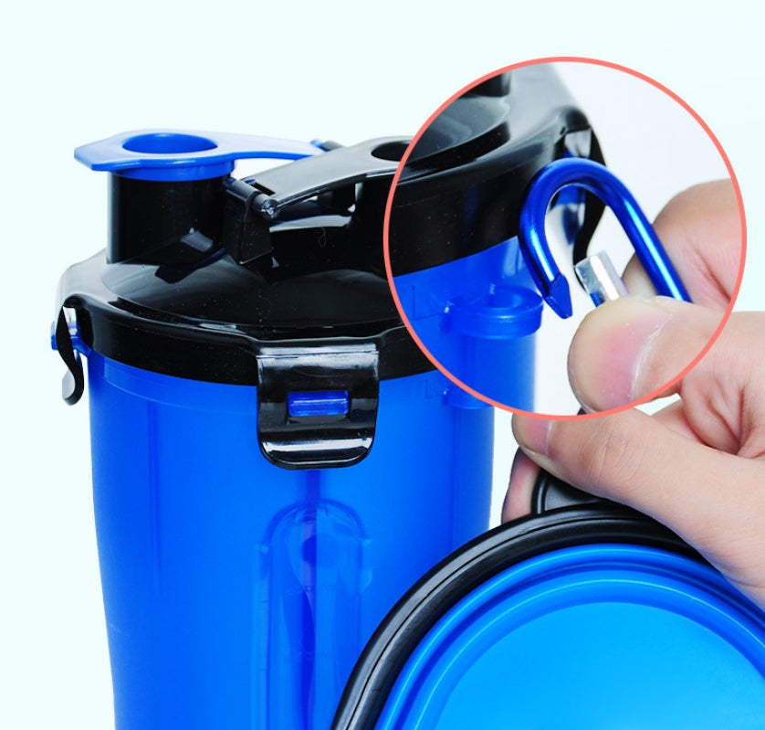 موزع مياه للحيوانات الأليفة 2 في 1، وعاء سيليكون محمول للسفر لشرب الكلاب والقطط