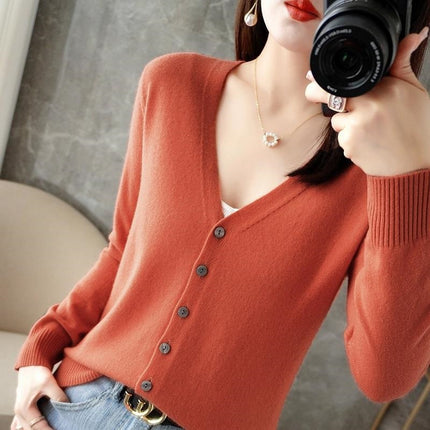 Womens V-Neck Knit Cardigan