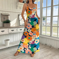Womens Fashion Long Floral Slip Dress