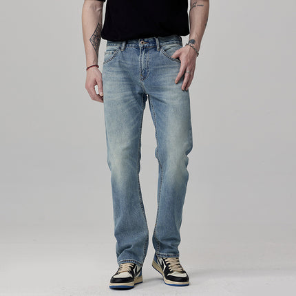 Straight Fit Washed Denim Jeans for Men