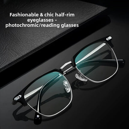 Elegant Half-Frame Reading Glasses with Anti-Blue Light and Anti-Fatigue Features