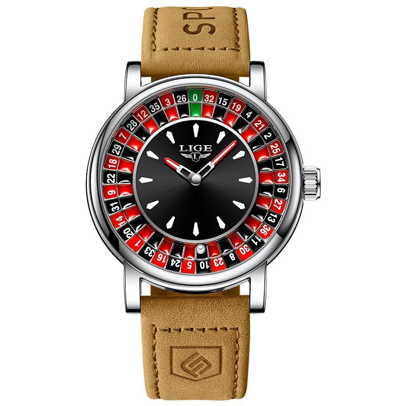 Mens Roulette Luminous Waterproof Quartz Watch