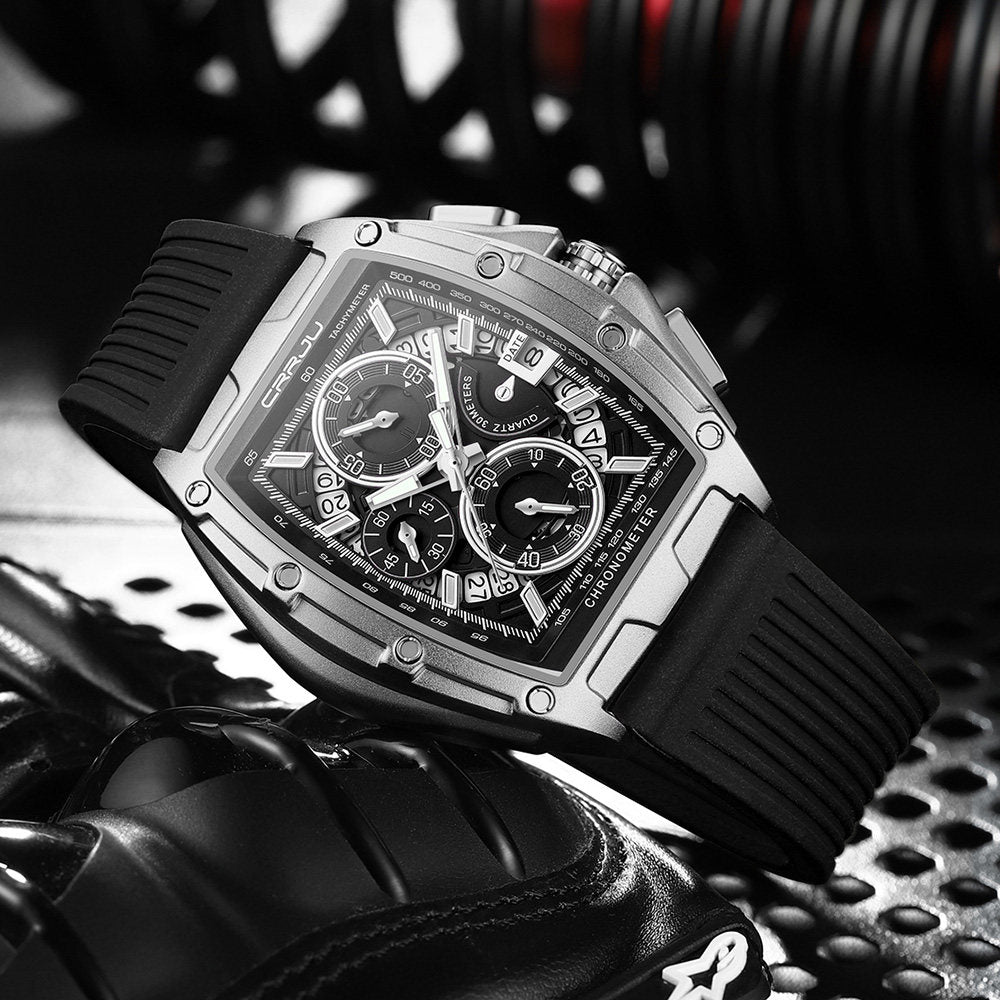 Men's Quartz Watch with Luminous Silicone Strap