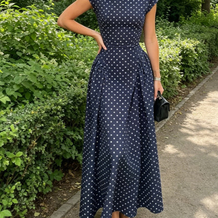 Polka Dot High Waist A-Line Dress