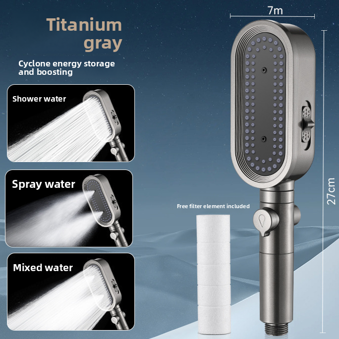 Handheld Pressurized Shower Head with Filter Nozzle