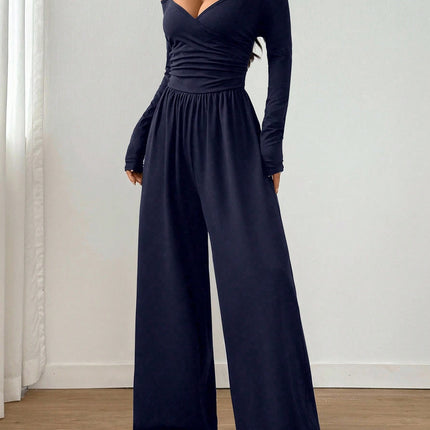 Women's V-Neck Wide-Leg Jumpsuit