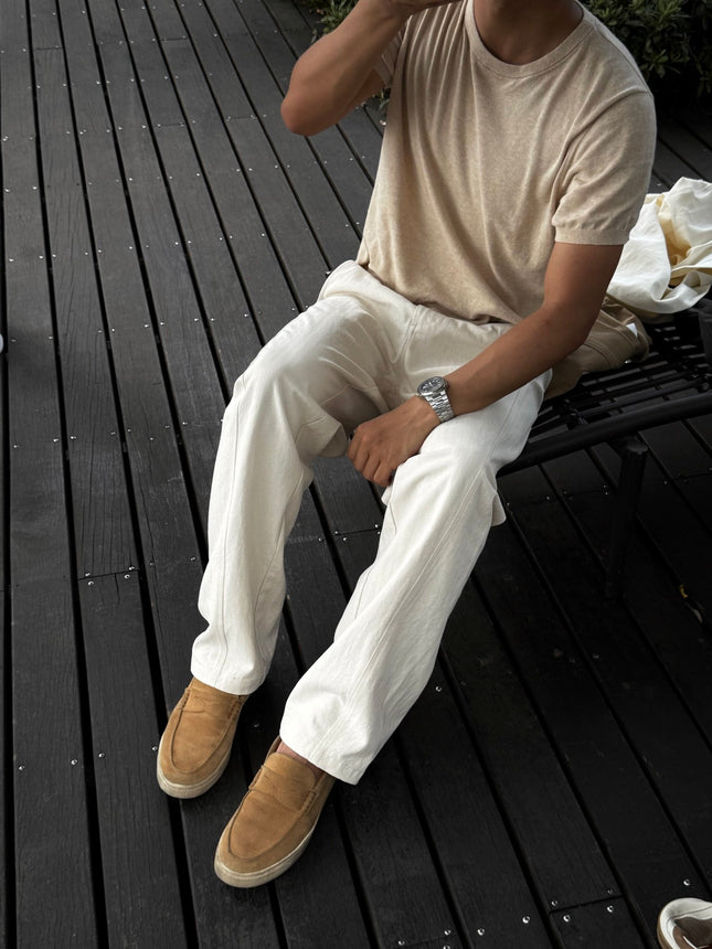 Herringbone Pure Cotton Commuter Trousers