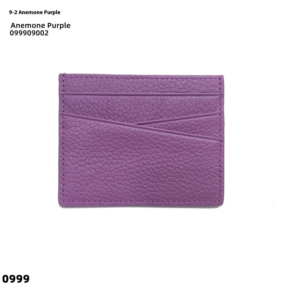 Leather Oil Edge Oblique Thin Bank Card Holder Soft Cowhide Document Package