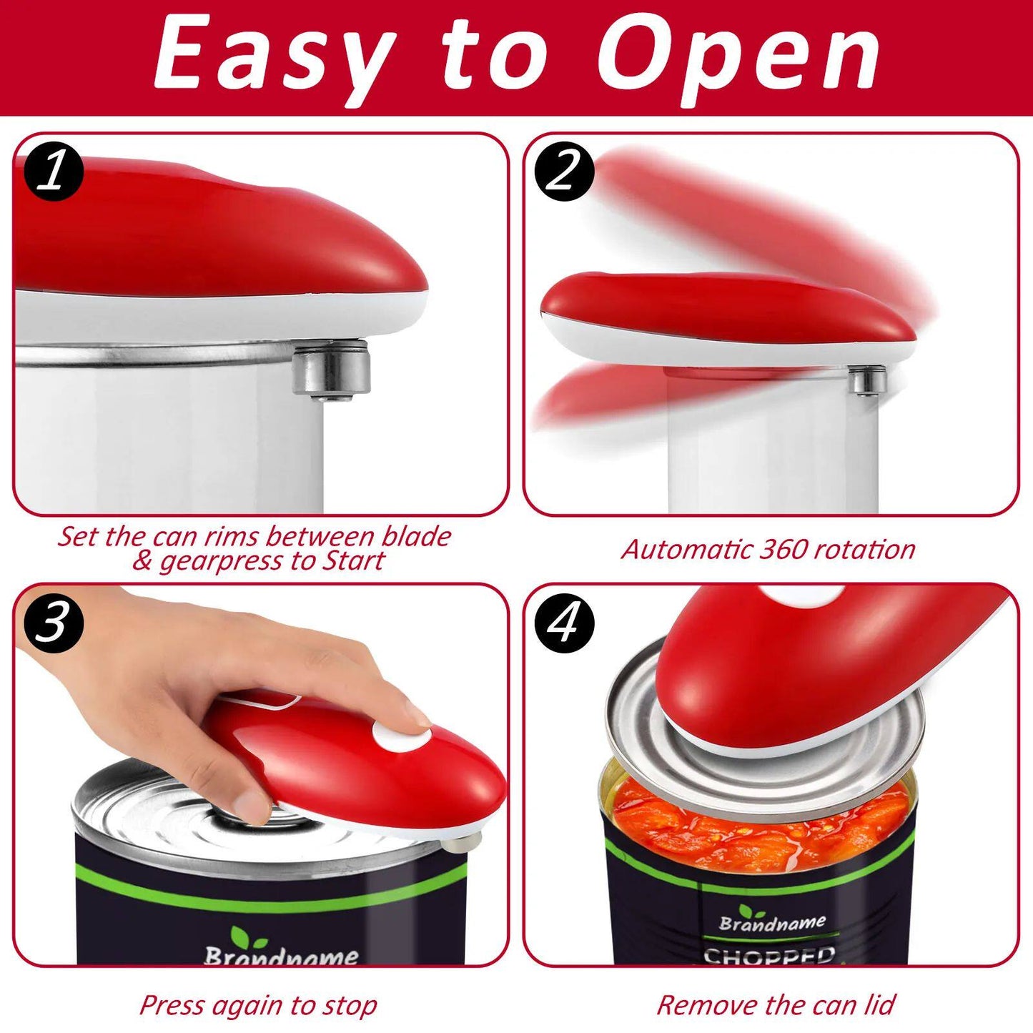 Portable Electric Can Opener with Smooth Edge