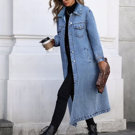 Long Loose Denim Jacket for Women