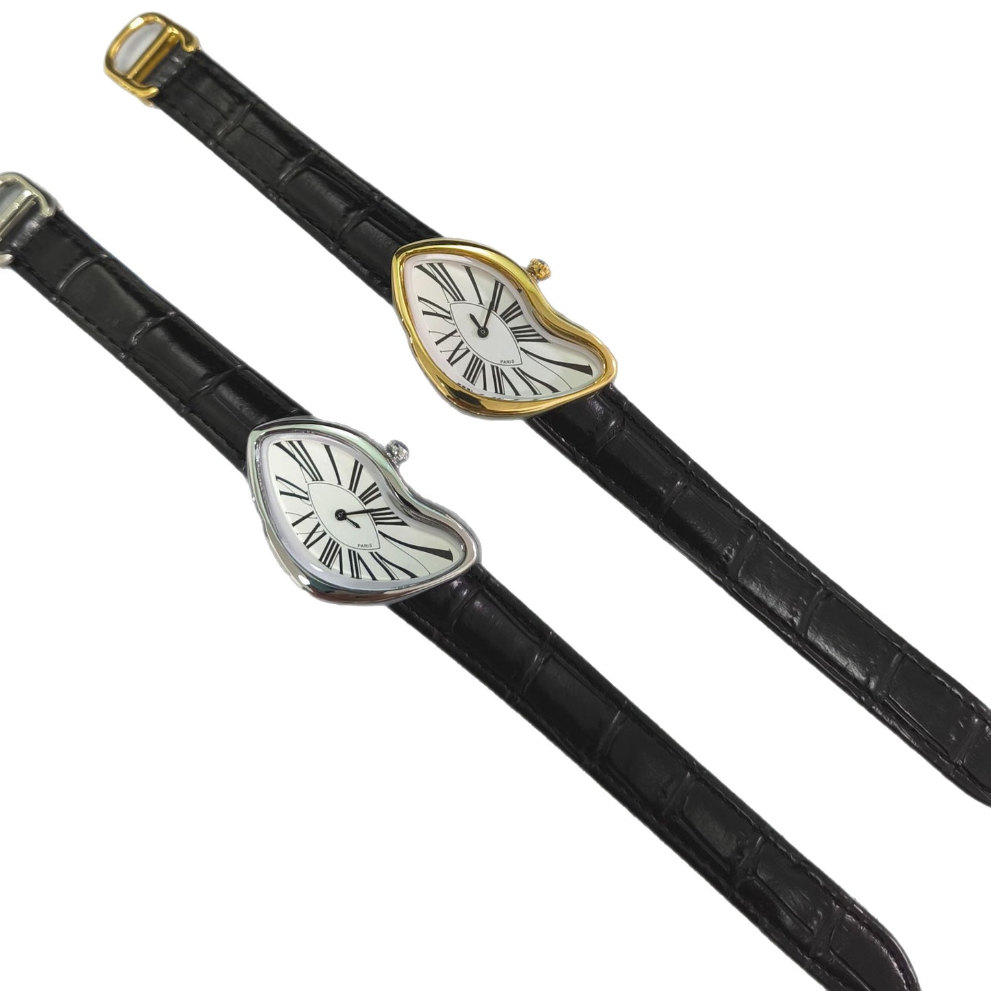 Medieval Melted Twist Design Leather Strap Watch