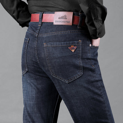 Mens Loose Fit High Waisted Denim Trousers