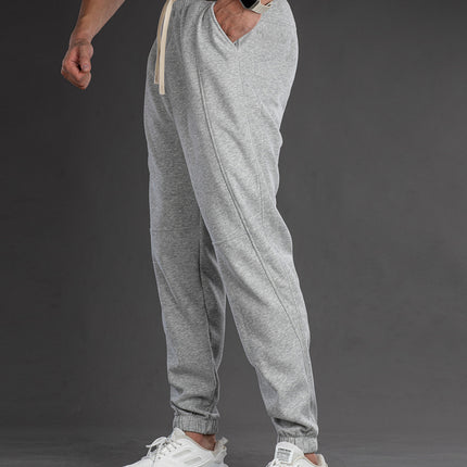 Men Solid Color Loose Fit Drawstring Sweatpants for Sports and Casual