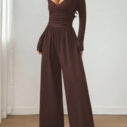 Women's V-Neck Wide-Leg Jumpsuit