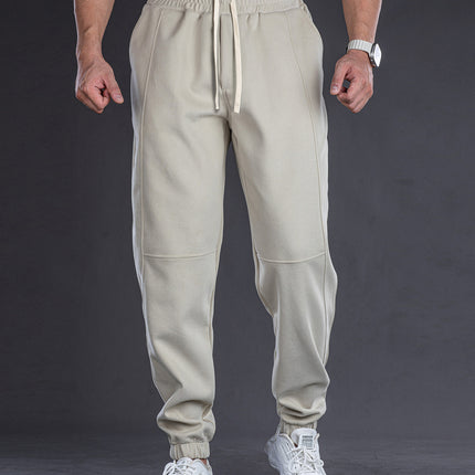 Men Solid Color Loose Fit Drawstring Sweatpants for Sports and Casual