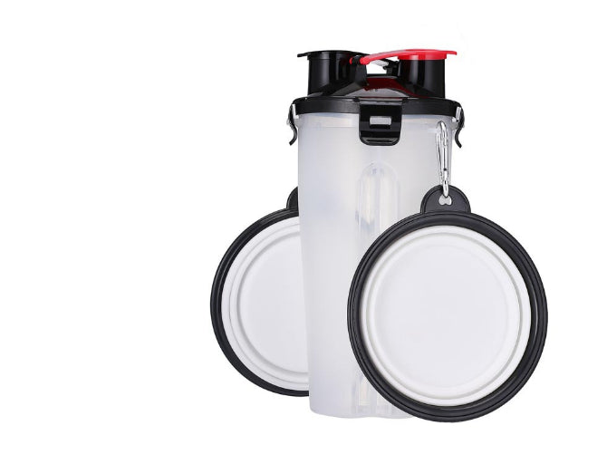 موزع مياه للحيوانات الأليفة 2 في 1، وعاء سيليكون محمول للسفر لشرب الكلاب والقطط