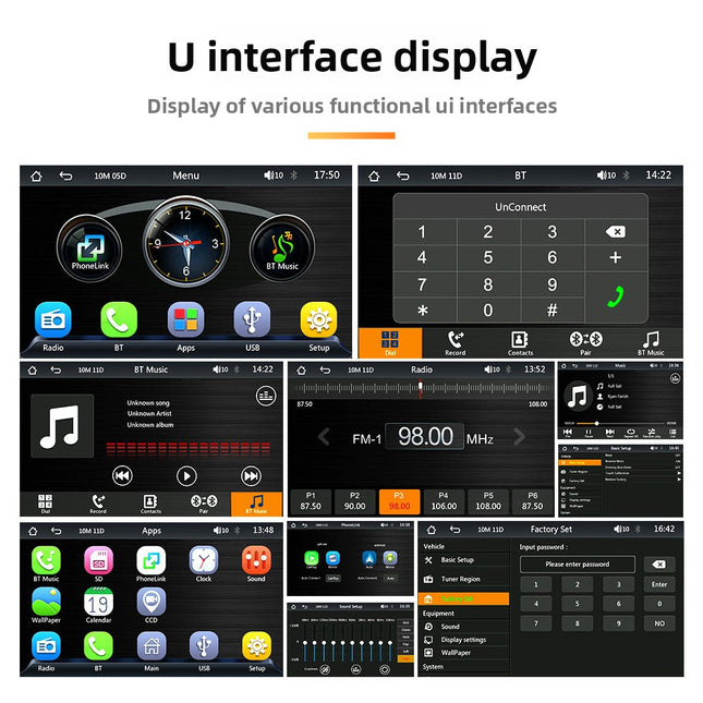 7-inch CarPlay Portable Bluetooth Car Multimedia Player