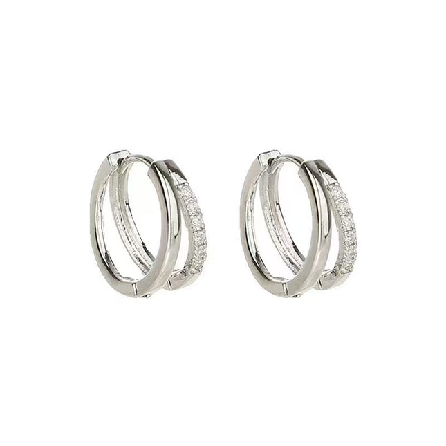 Geometric Zircon Double Ring Earrings