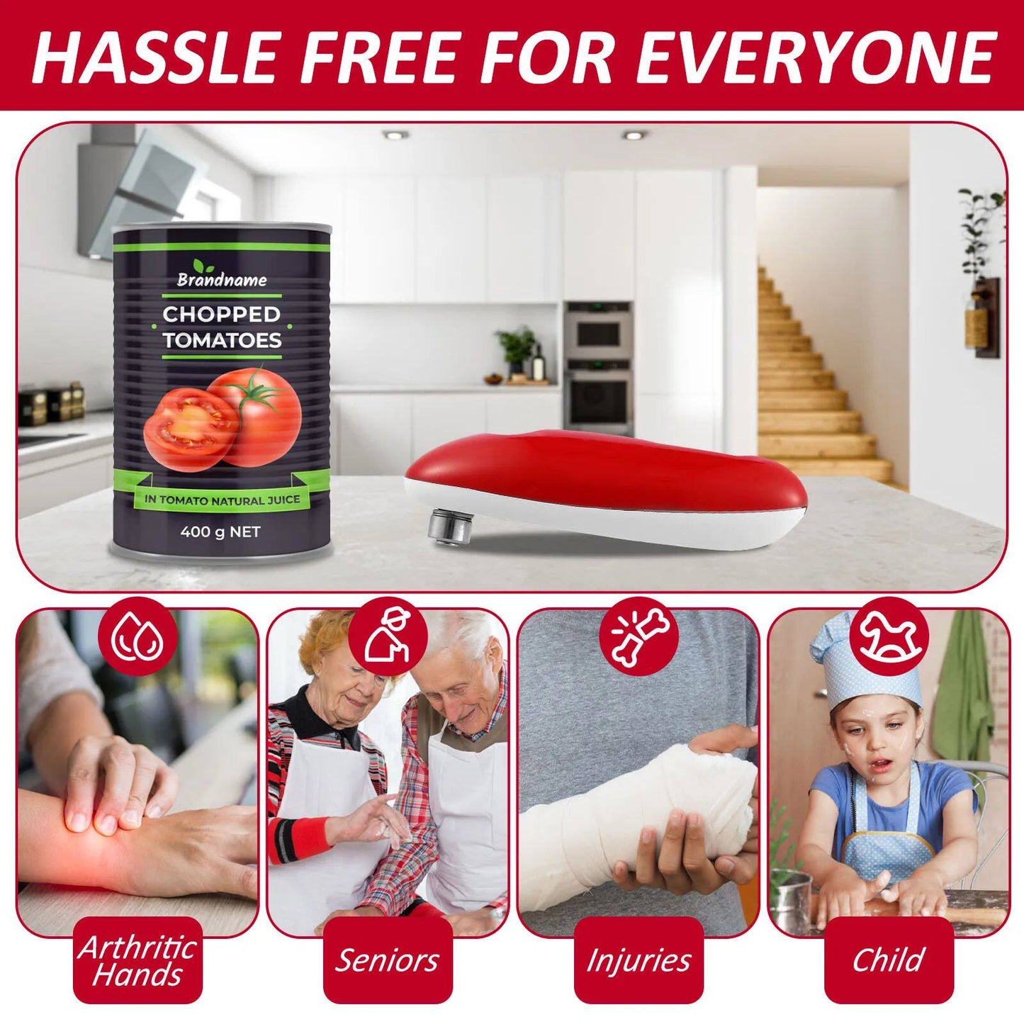 Portable Electric Can Opener with Smooth Edge