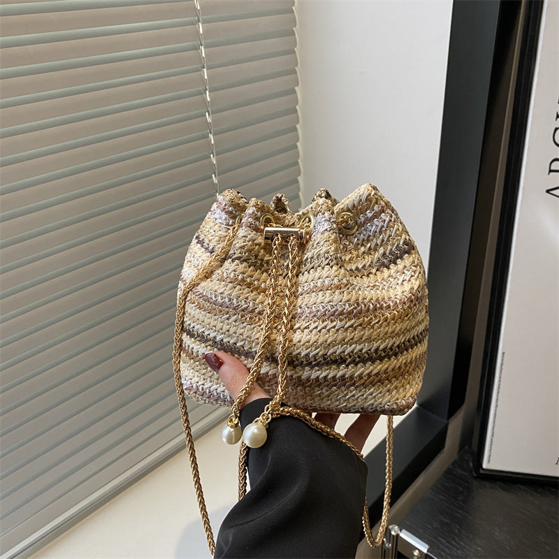 حقيبة شاطئ، حقيبة بسلسلة، حقيبة كتف وحقيبة كروس نسائية، حقيبة دلو مرصعة بالألماس