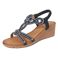 صنادل بوهيمية جديدة مرصعة بأحجار الراين على الطراز الكوري