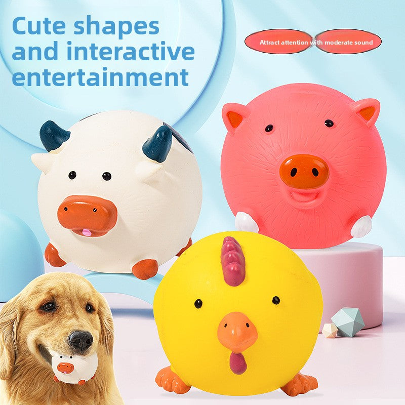 Latex Squeaky Animal Ball Pet Toy