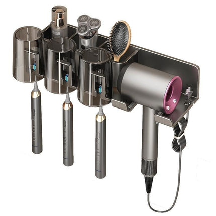 Bathroom Wall Mount Toothbrush and Hair Dryer Holder