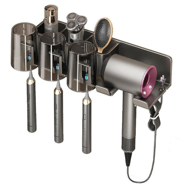 Bathroom Wall Mount Toothbrush and Hair Dryer Holder