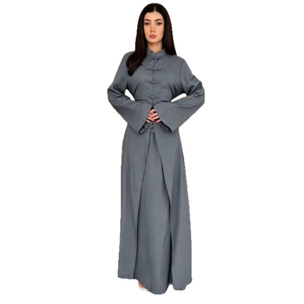 Zen Style Buttoned Long Sleeve Dress Set
