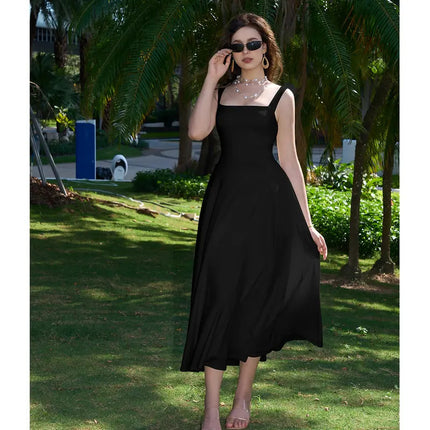 Elegant Square Neck Chiffon Dress