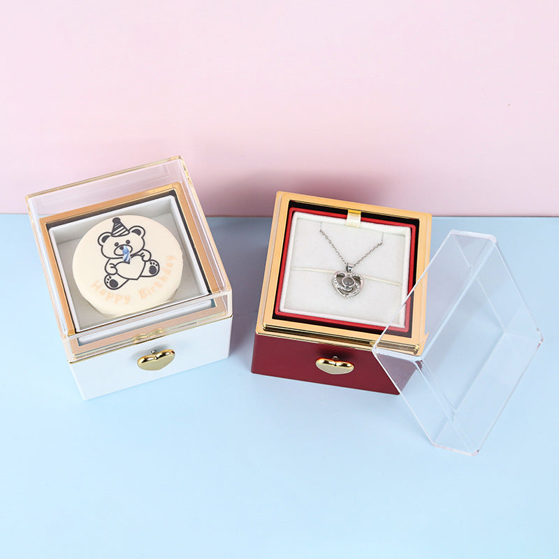 علبة خواتم مفاجئة على شكل كعكة عيد ميلاد دب قابلة للطي