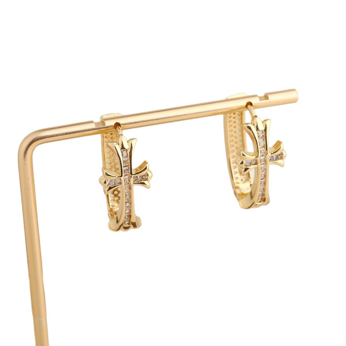 Diamond Cross Hoop Earrings