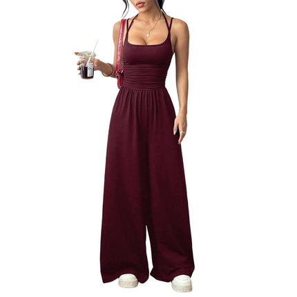 New Women's Casual Strapless Jumpsuit Summer Wide-Leg Loose Fit