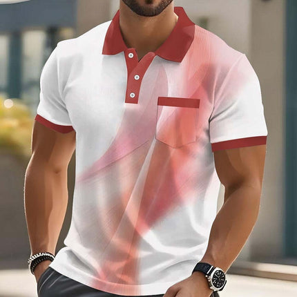 Geometric Print Mens Short Sleeve Polo Shirt